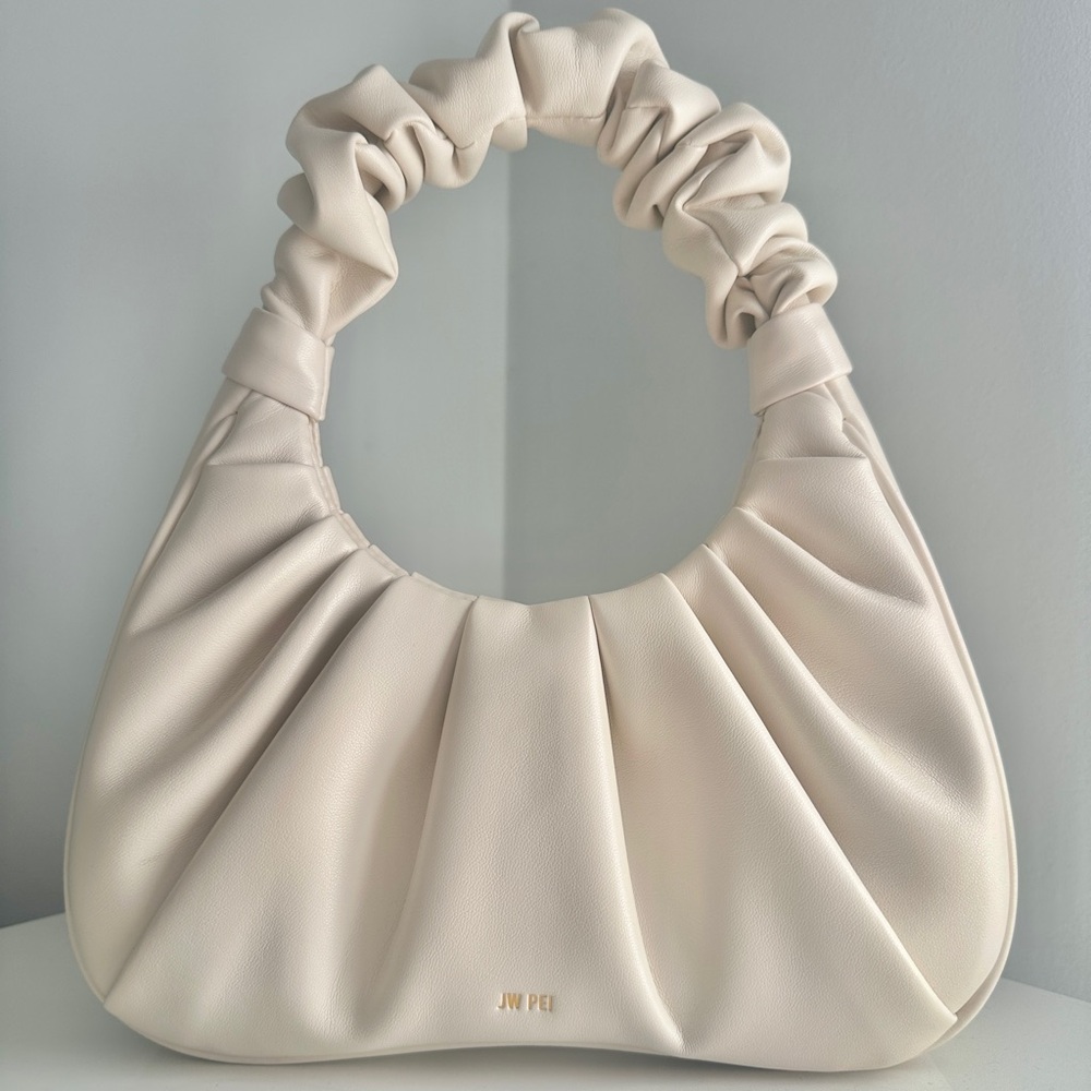 JW PEI Gabbi Ruched Ivory Hobo Handbag